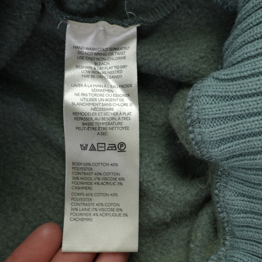 Free People Hoodie Womens Medium Green Boho Knit Patchwork February Sweatshirt - Picture 12 of 14